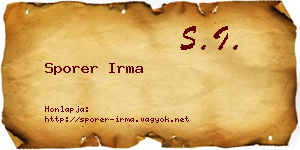 Sporer Irma névjegykártya
